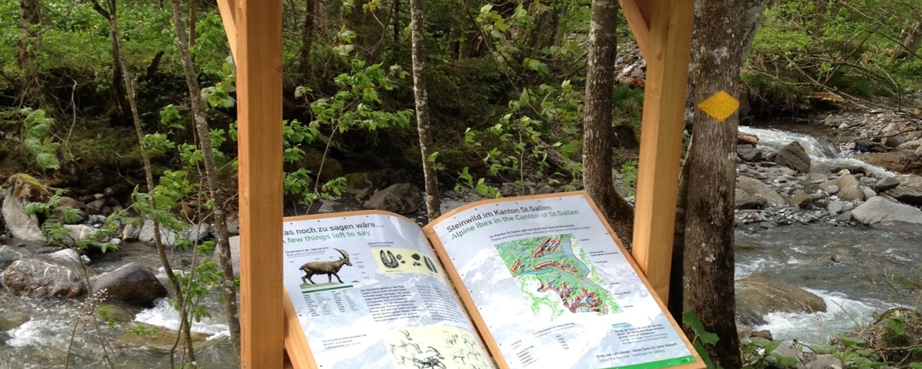 Beschilderung auf dem Steinbock Lehrpfad