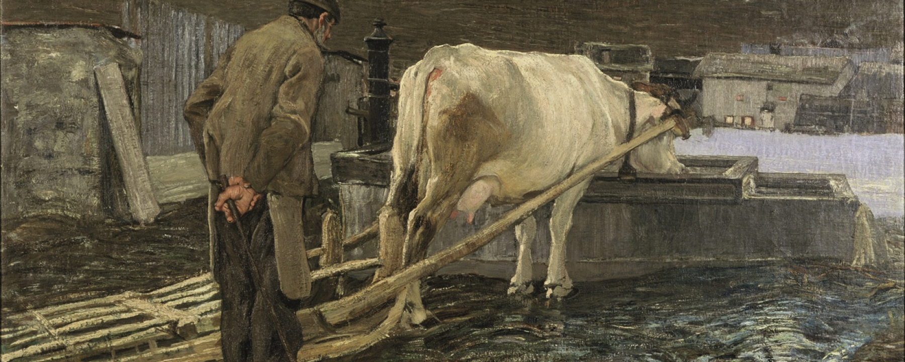 Allo sciogliersi delle nevi – Bei der Schneeschmelze, 1888: (66 × 98 cm, Öl auf Leinwand, Segantini Museum St.Moritz, Depositum der Otto Fischbacher Giovanni Segantini Stiftung).