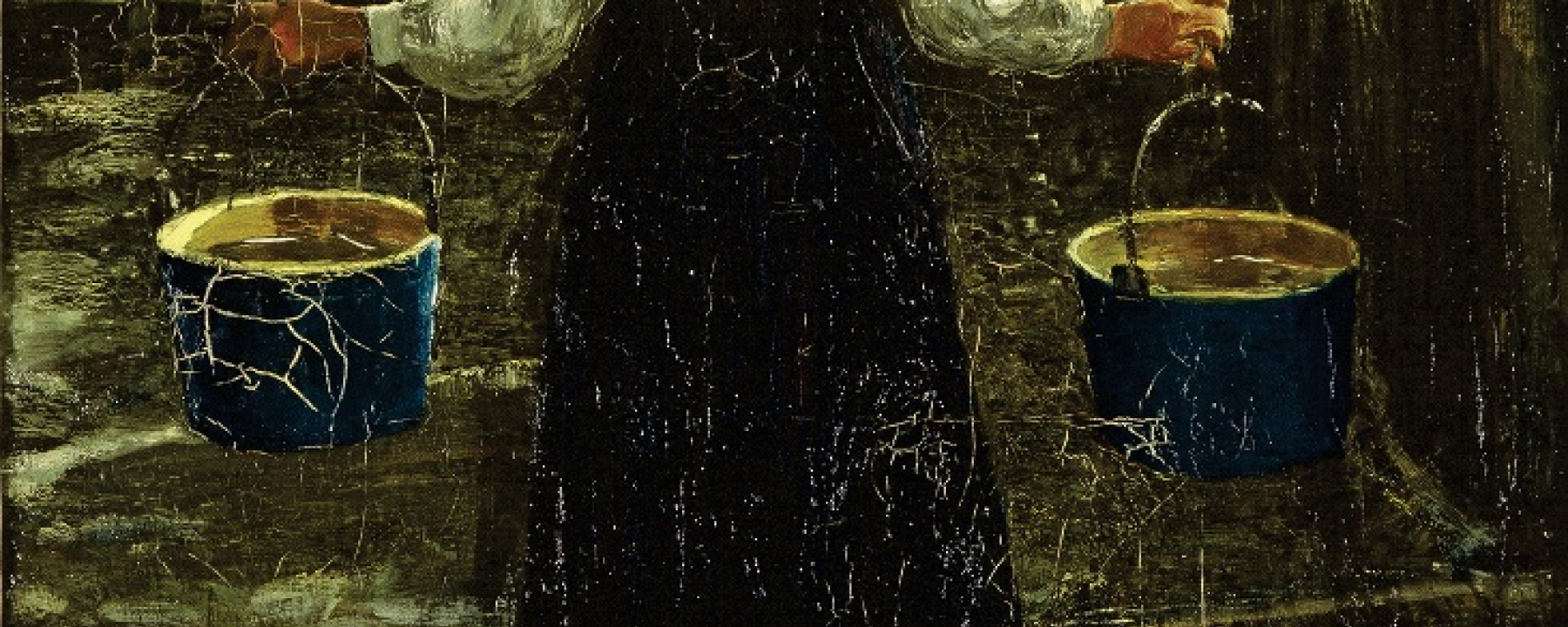 La portatrice d'acqua – Die Wasserträgerin, 1886/87: (74×45,5 cm, Öl auf Leinwand, Segantini Museum St.Moritz, Depositum der Gottfried Keller-Stiftung).