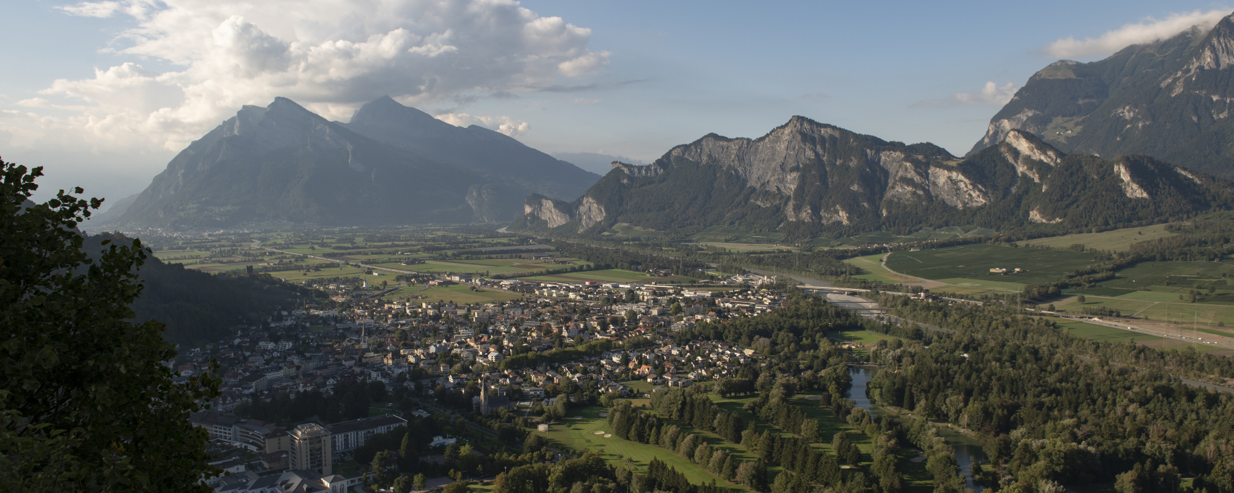 Blick vom Hotel Schloss Wartenstein auf Bad Ragaz