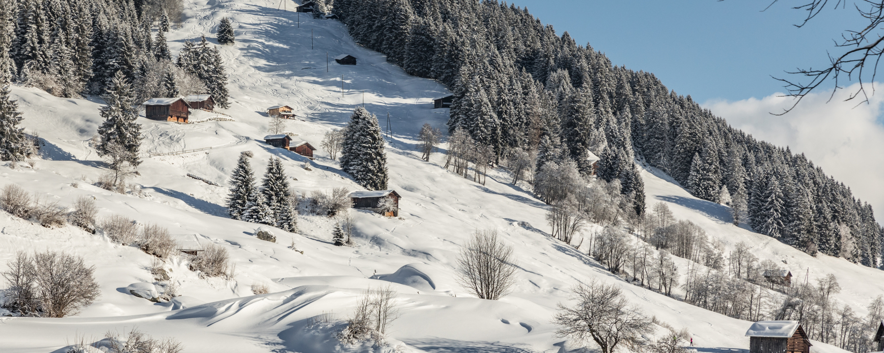 Waltensburger Runde ab Breil-vitg Winterwanderung Landschaft