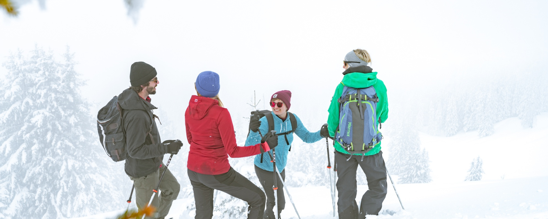 Schneeschuh laufen in der Gruppe