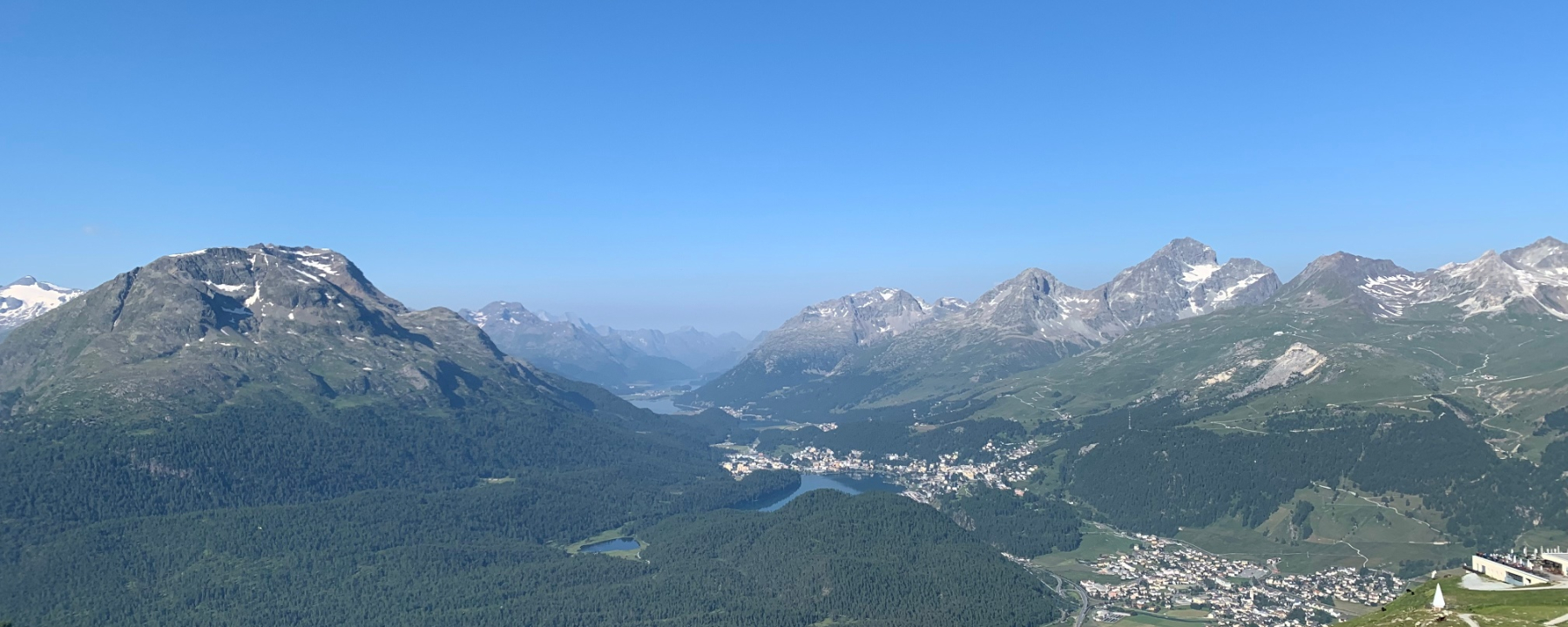 Sicht von Muottas Muragl aufs Engadin