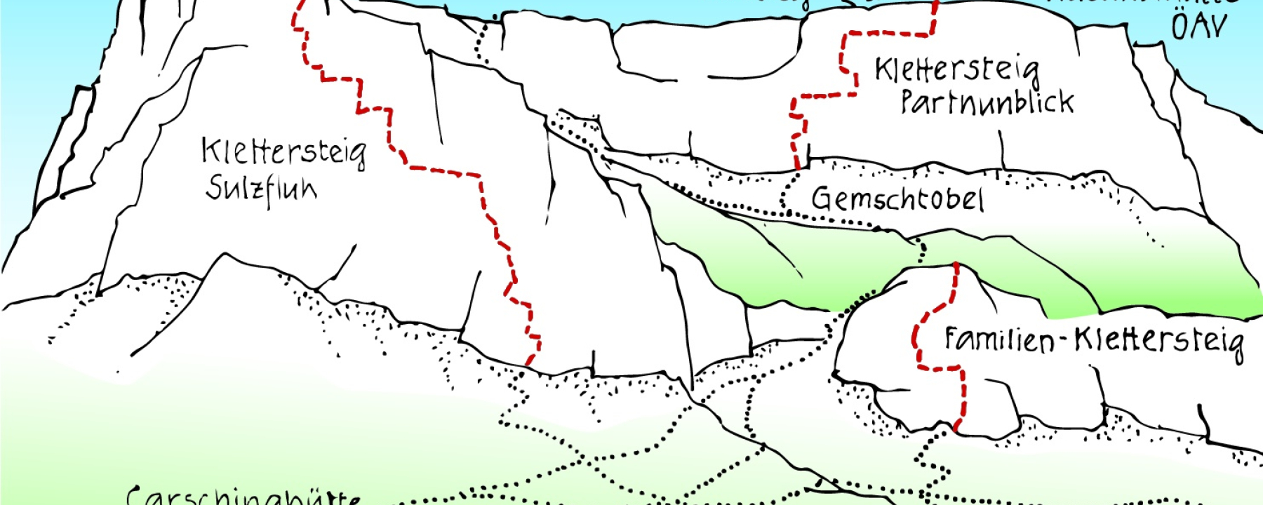 Übersicht Klettersteige St. Antönien