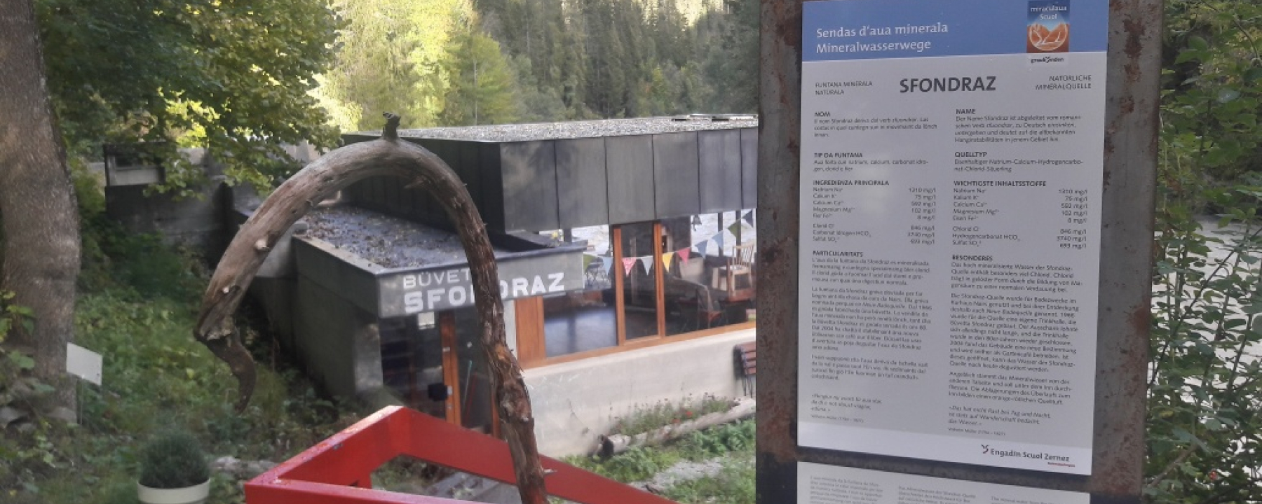 Informationstafel der Sfondraz-Quelle