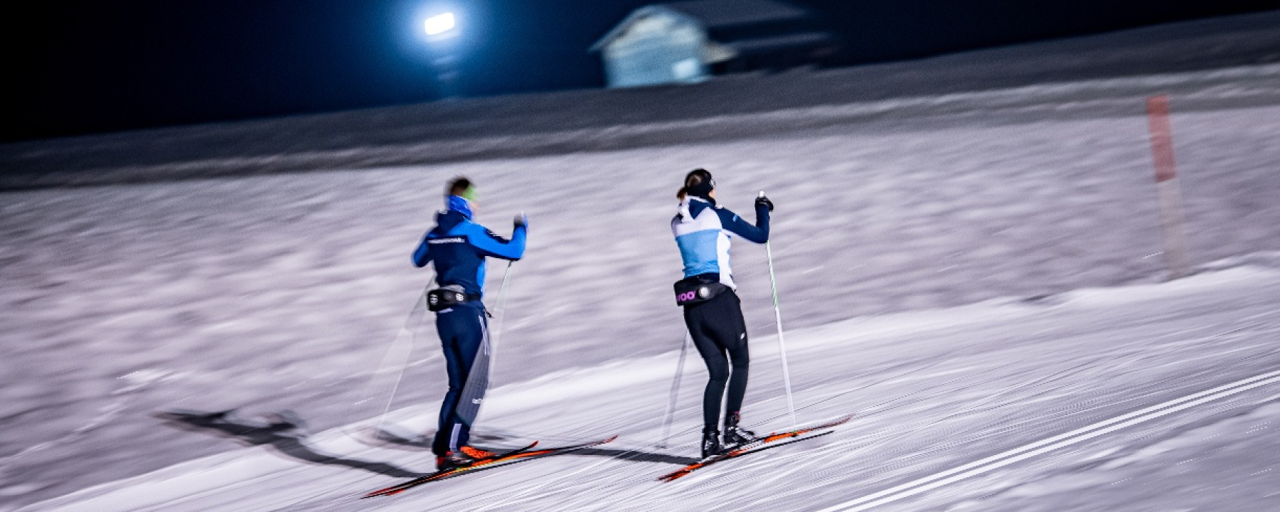 Loipe Degen Paar Langlauf