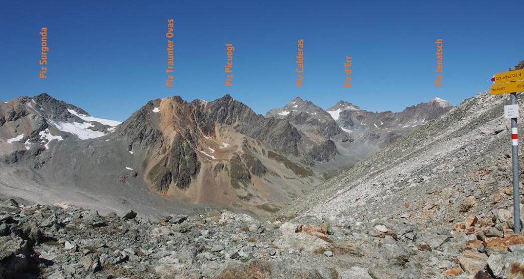 Bergpanorama ab Fuorcla Suvretta Richtung Jenatsch Bergpanorama ab Fuorcla Suvretta Richtung Jenatsch