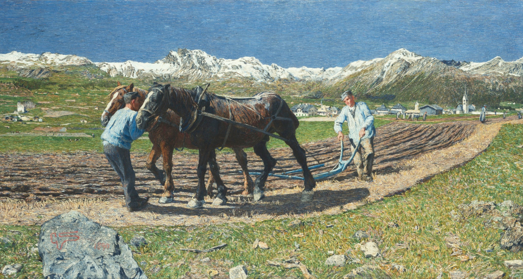 Aratura – Das Pflügen, 1890: (116 × 227 cm, Bayrische Staatsgemäldesammlung, Neue Pinakothek, München).