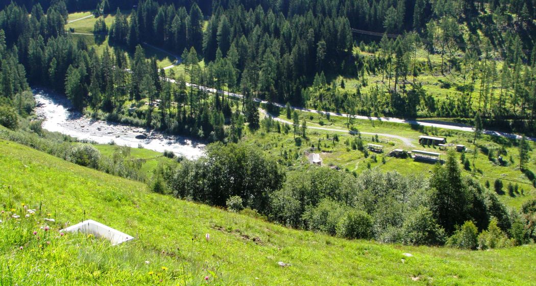 Blick vom Val d'Urezza hinunter zum Inn Blick vom Val d'Urezza hinunter zum Inn