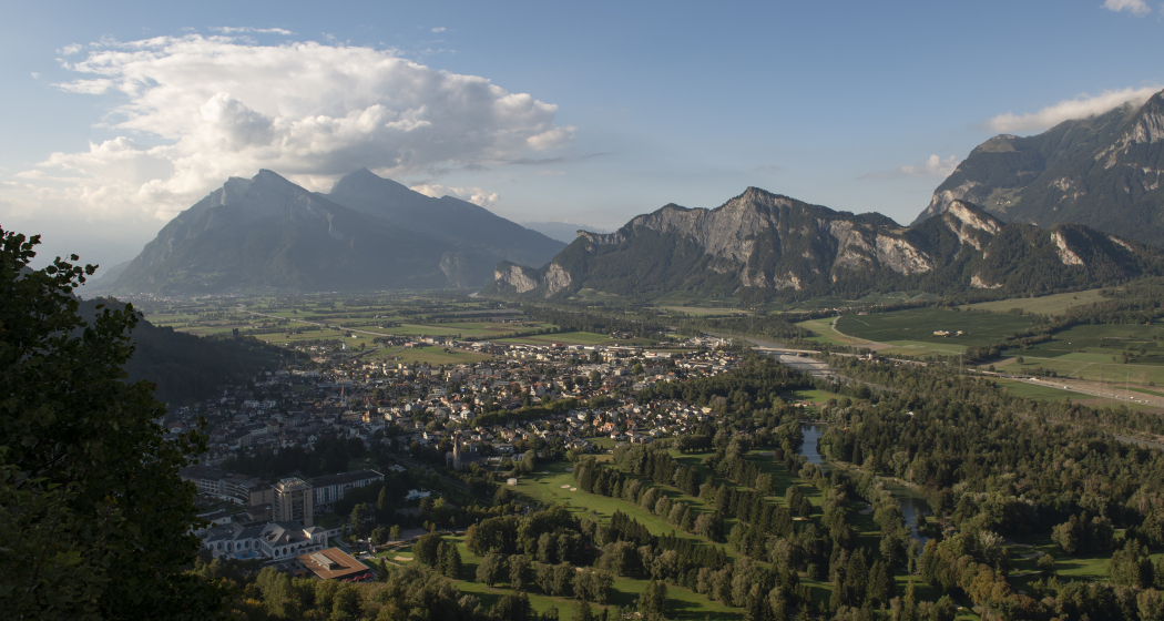 Blick vom Hotel Schloss Wartenstein auf Bad Ragaz Blick vom Hotel Schloss Wartenstein auf Bad Ragaz