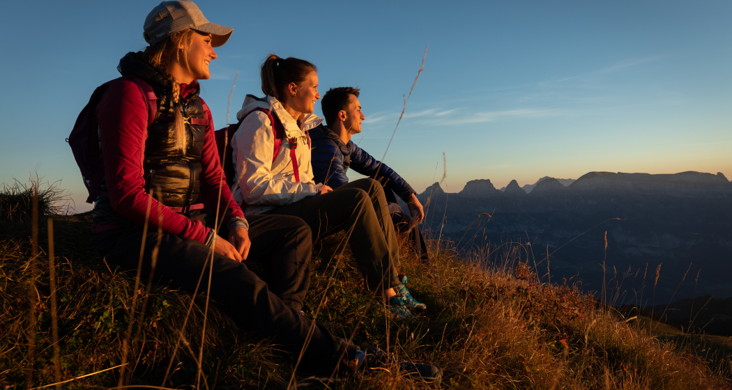 Morgensonne geniessen auf der 7-Gipfel-Tour am Flumserberg