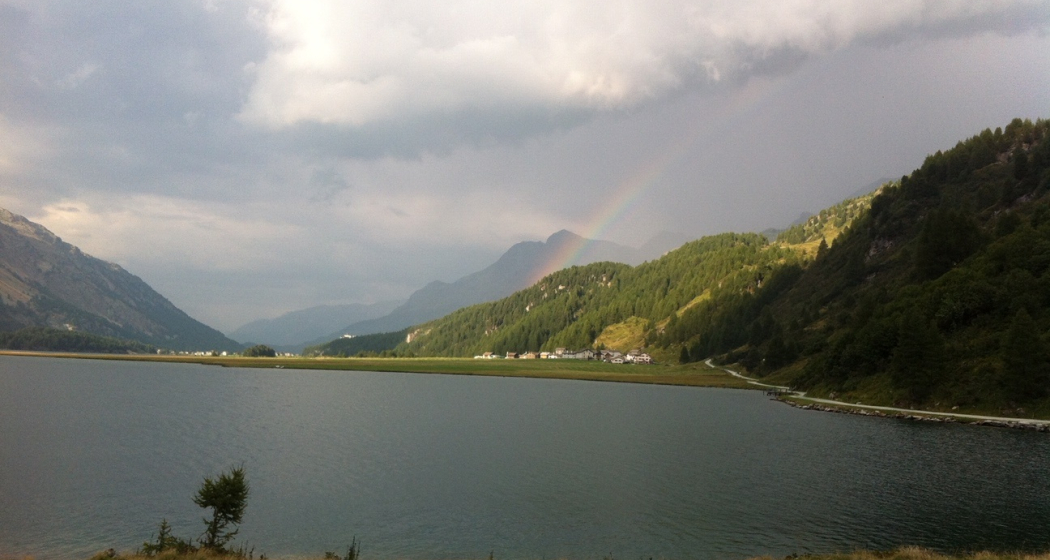 Silsersee mit dem dem Delta von Isola Silsersee mit dem dem Delta von Isola