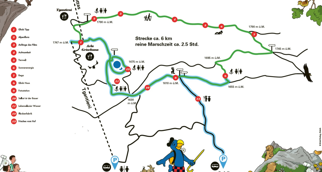 Übersichtsplan Globi Wanderweg Übersichtsplan Globi Wanderweg