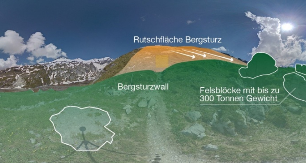 Der Bergsturzwall und die Abrisskante Der Bergsturzwall und die Abrisskante