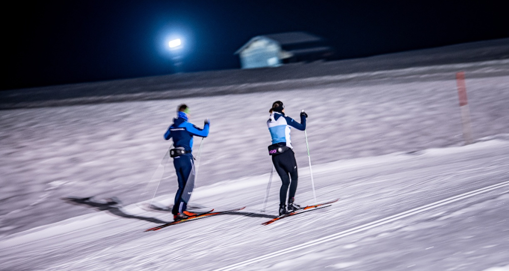 Loipe Degen Paar Langlauf