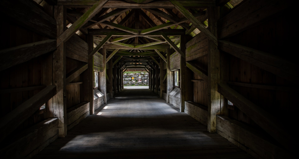 Die Holzbrücke bei Rueun
