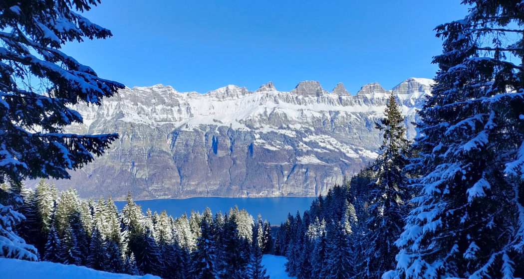 Der Blick auf die gegenüberliegenden Churfirsten und den Walensee ist beeindruckend