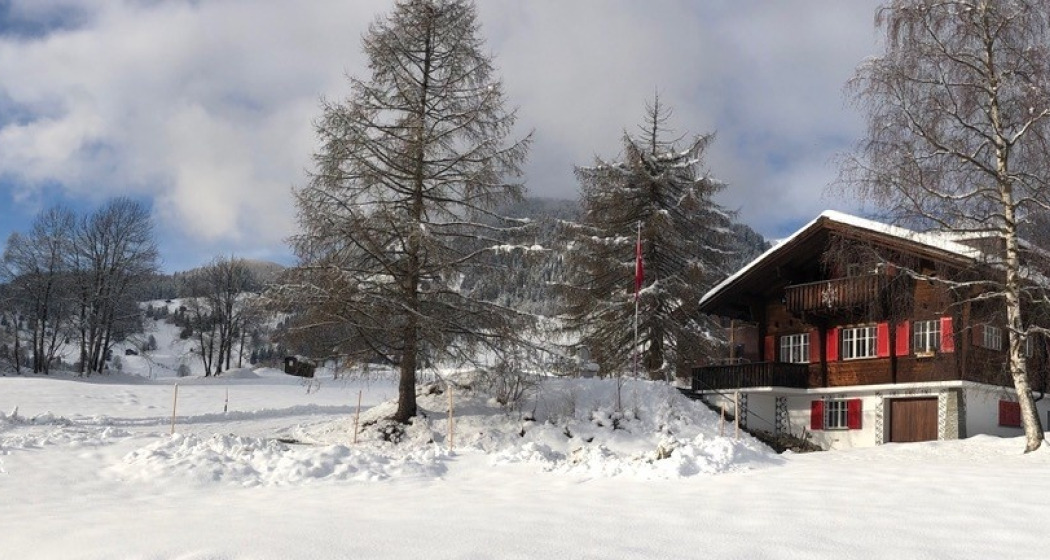 Haus mit Umgebung im Winter