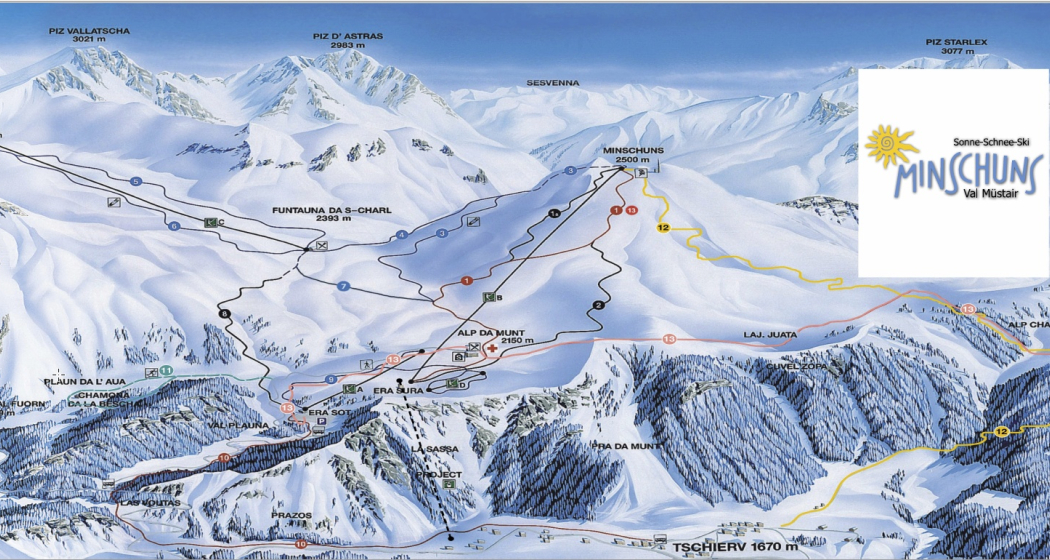 Pistenplan Wintersportgebiet Minschuns Pistenplan Wintersportgebiet Minschuns