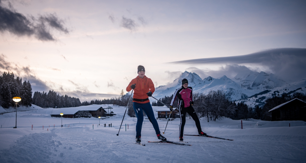 Loipe Foppa in Flond am Abend