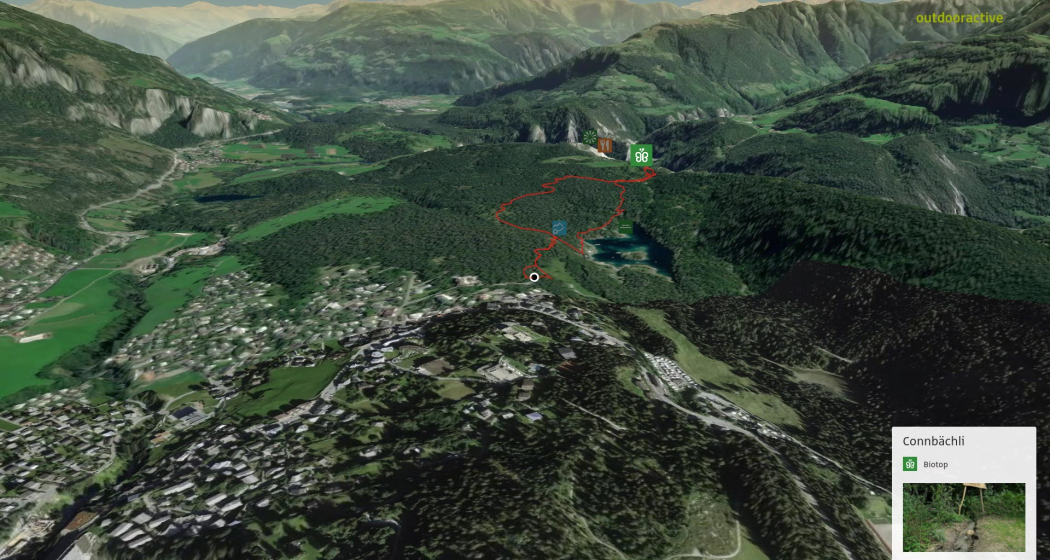 Themenweg in Flims Laax: Connbächli: Wasserweg via Caumasee nach Conn Themenweg in Flims Laax: Connbächli: Wasserweg via Caumasee nach Conn