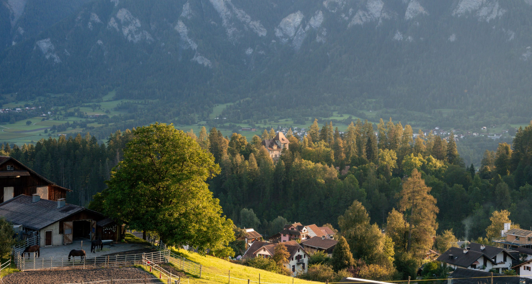 Sonnenaufgang beim Schloss Untertagstein in Masein Sonnenaufgang beim Schloss Untertagstein in Masein