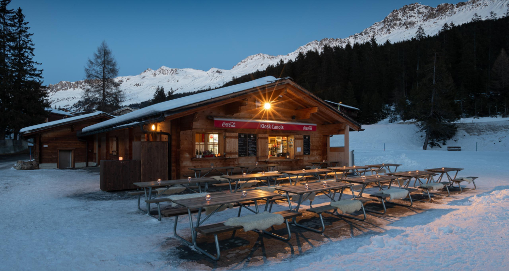 Berggnuss Kiosk Canols Lenzerheide im Winter Berggnuss Kiosk Canols Lenzerheide im Winter