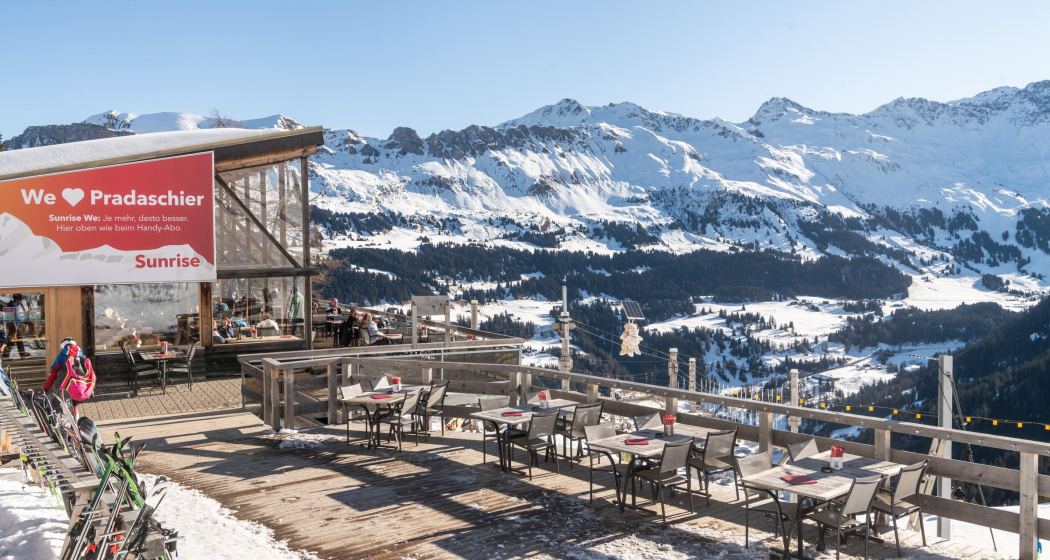 Pradaschier Bergrestaurant Winter Aussicht Pradaschier Bergrestaurant Winter Aussicht
