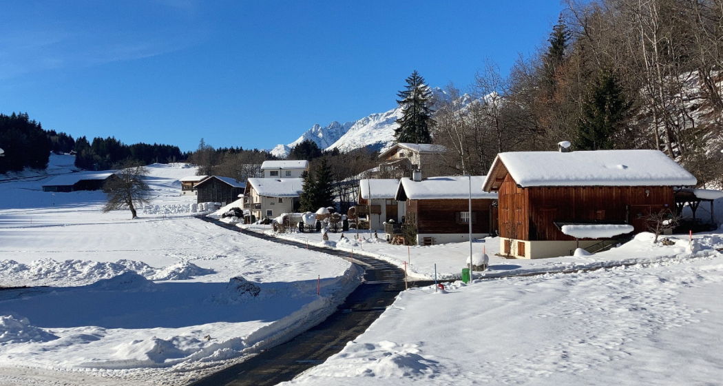 Ferienwohnung Casa Runaglias - Aussicht Winter