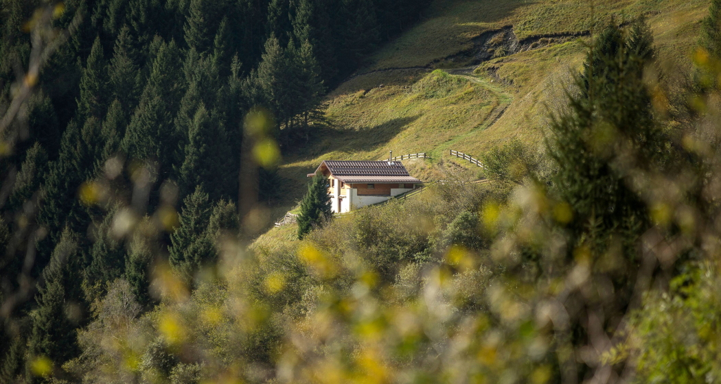 Autarkes Maiensäss Pundelon, Sicht vom Zufahrtsweg Autarkes Maiensäss Pundelon, Sicht vom Zufahrtsweg
