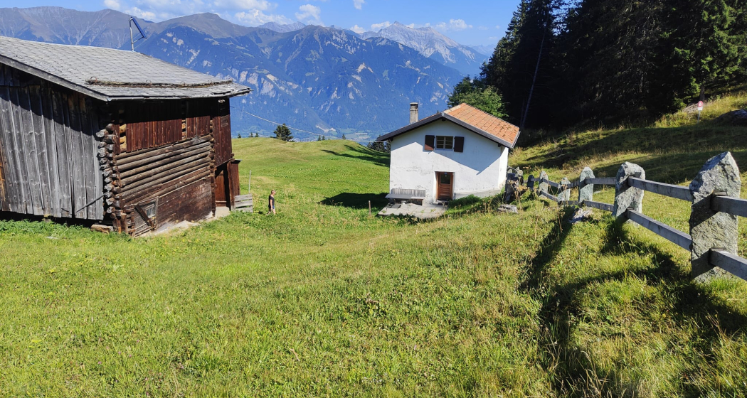 Maiensäss Sanestris (weiss) mit Stall Maiensäss Sanestris (weiss) mit Stall