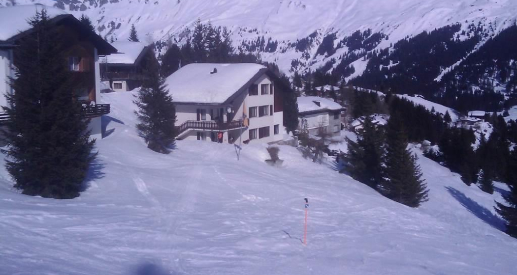 Winter Blick auf Haus von Piste