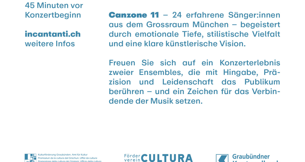 Gemeinschaftskonzert: Vokalensemble Canzone 11 & Vokalensemble incantanti (gdl_872854160_image) Gemeinschaftskonzert: Vokalensemble Canzone 11 & Vokalensemble incantanti (gdl_872854160_image)