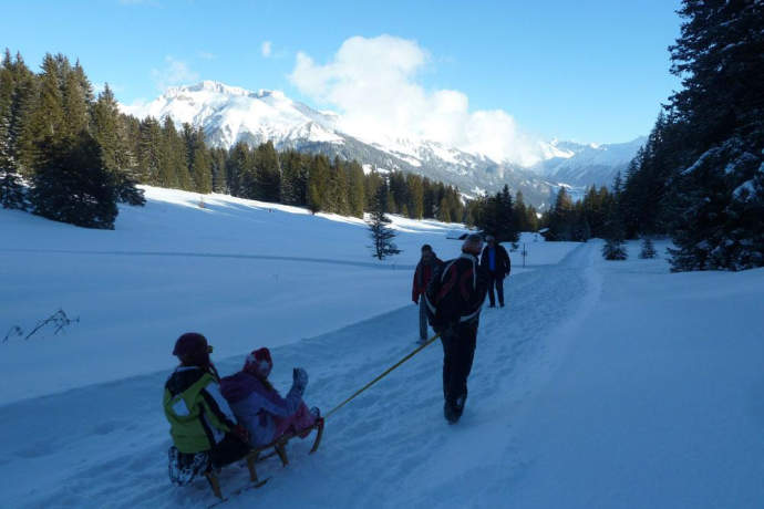 Downhill also with the sled...