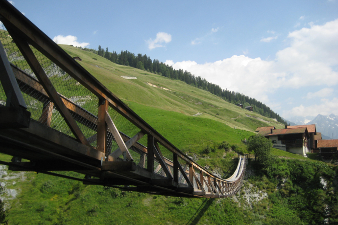 Hängebrücke aus Lärchenholz
