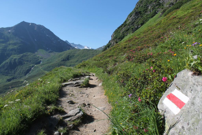 Le chemin vers la Val Maighels et en direction du lac de Tomasee