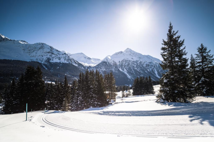 Rennloipe La Pala mit Lenzerhorn im Hintergrund
