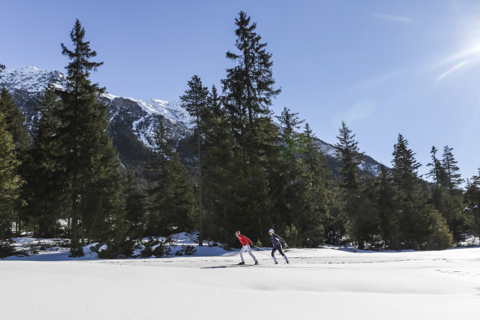 Cross-country skiing at the golf course