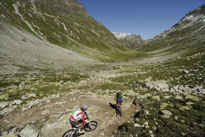 Trail im oberen Val Suvretta