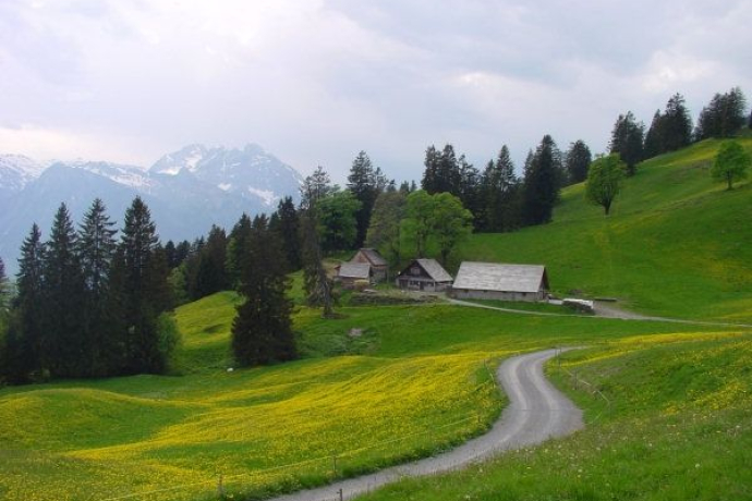 Alp Schrina, with moraine hills in front of it