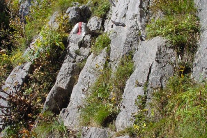 Einstieg Sitzstein, sehr schöne Kletterstelle