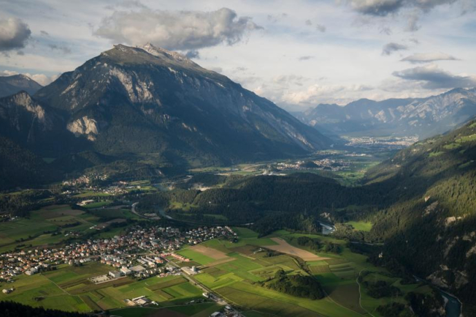 La vallée du Rhin de Coire vue d’ensemble