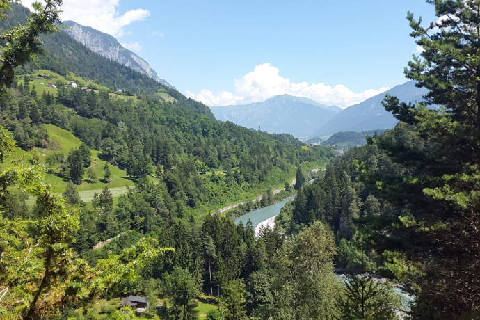 Ausblick auf den Rhein und den Wanderweg