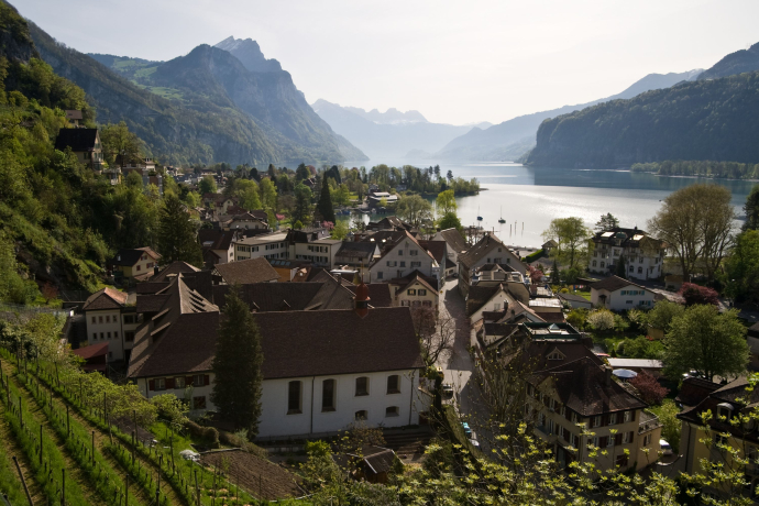 The small town of Weesen with Mediterranean flair