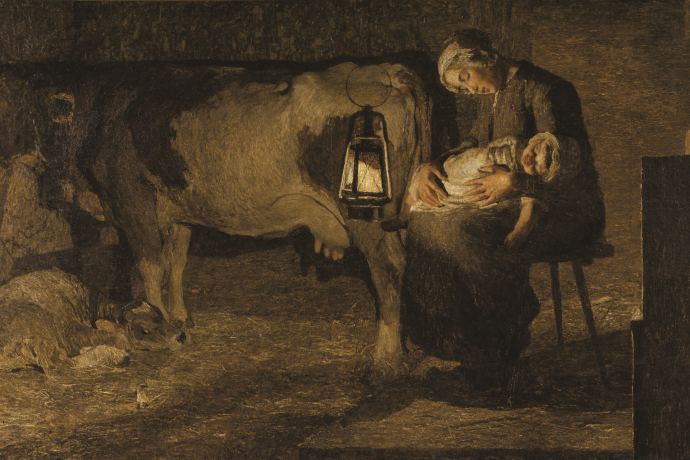 Le due madri – Die beiden Mütter, 1889: gewann 1896 die goldene Staatsmedaille der Vereinigung bildender Künstler «Osterreichs» (162,5 × 301 cm, Öl auf Leinwand, Gallerdia d'Arte Moderna, Mailand). Le due madri – Die beiden Mütter, 1889: gewann 1896 die goldene Staatsmedaille der Vereinigung bildender Künstler «Osterreichs» (162,5 × 301 cm, Öl auf Leinwand, Gallerdia d'Arte Moderna, Mailand).