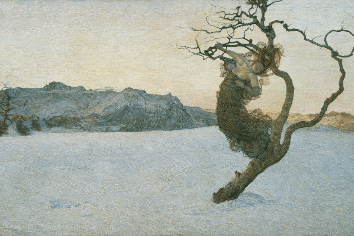 Le cattive madri – Die bösen Mütter, 1894: Das Bild zeigt die Erlösung und damit den zweiten Teil des Gedichtes «Nirvana». (120 × 225 cm, Öl auf Leinwand, Österreichische Galerie Belvedere, Wien) Le cattive madri – Die bösen Mütter, 1894: Das Bild zeigt die Erlösung und damit den zweiten Teil des Gedichtes «Nirvana». (120 × 225 cm, Öl auf Leinwand, Österreichische Galerie Belvedere, Wien)