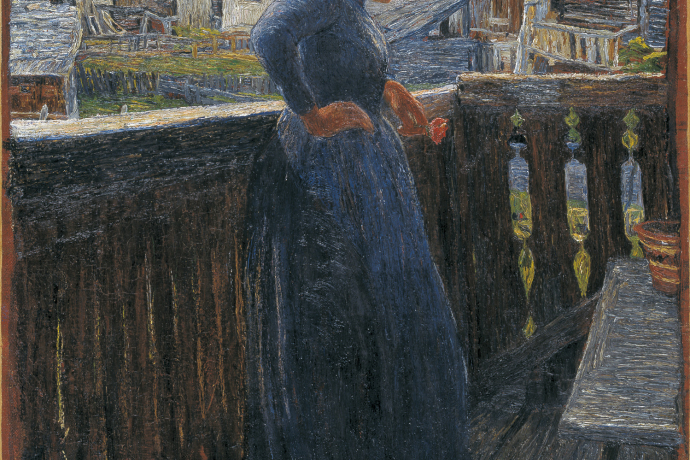 Sul balcone – Auf dem Balkon, 1892: (64,5 × 41 cm, Öl auf Leinwand, Bündner Kunstmuseum Chur, Depositum der Gottfried Keller-Stiftung). Sul balcone – Auf dem Balkon, 1892: (64,5 × 41 cm, Öl auf Leinwand, Bündner Kunstmuseum Chur, Depositum der Gottfried Keller-Stiftung).