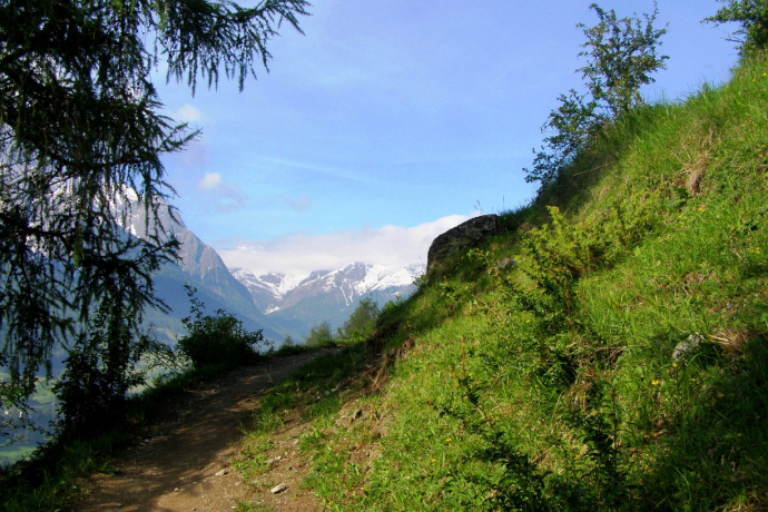 View above Scuol towards the Upper Engadine