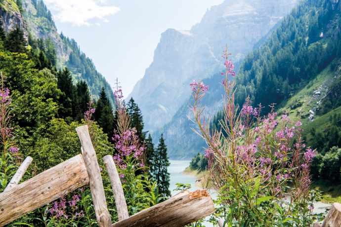 Veduta del lago artificiale di Gigerwald