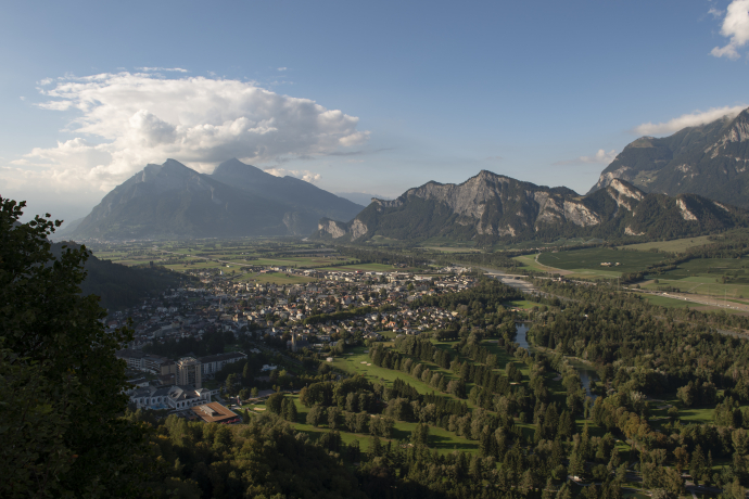 Blick vom Hotel Schloss Wartenstein auf Bad Ragaz